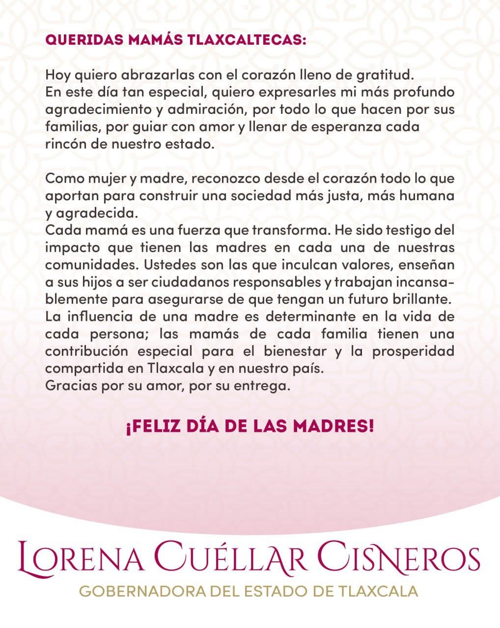 Felicita gobernadora a las madres tlaxcaltecas